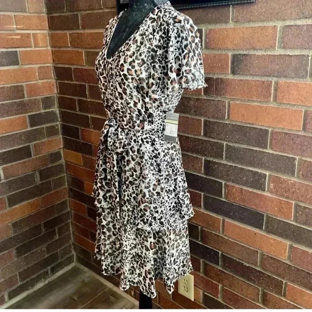 Sharagano Leopard Print Flutter Dress Nwt - image 4